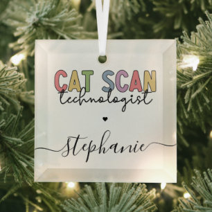 Custom CAT Scan Technologist CT Tech Gifts Glass Tree Decoration