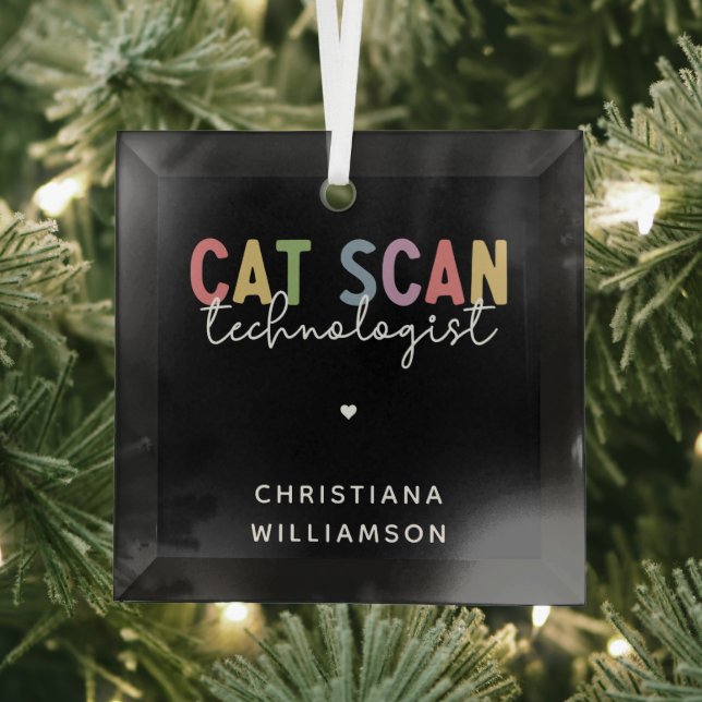 Custom CAT Scan Technologist CT Tech Gifts Glass Tree Decoration (Insitu)