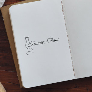 Custom Cat Script Name Rubber Stamp