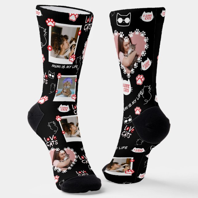 Custom Cat Socks with Photo – Personalised Pet  (Angled)