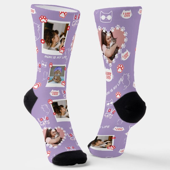 Custom Cat Socks with Photo – Personalised Pet  (Angled)