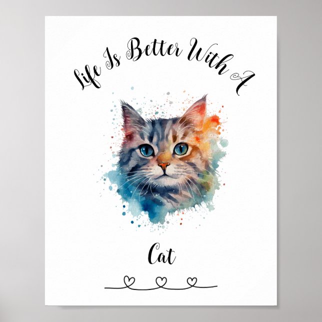 Custom Cat Tabby Wall Art Poster  (Front)