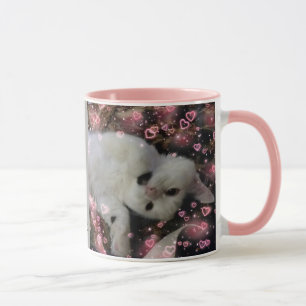Custom Cat Two Photos Template Pink Grey Mug