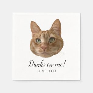 Custom Cat Wedding Cocktail Napkins Drinks on Me