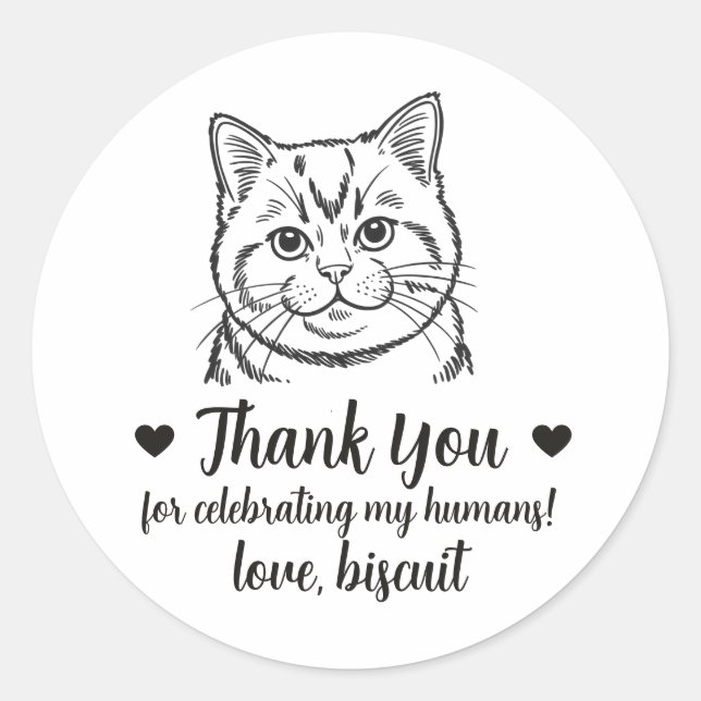 Custom Cat Wedding Favour Stickers (Front)
