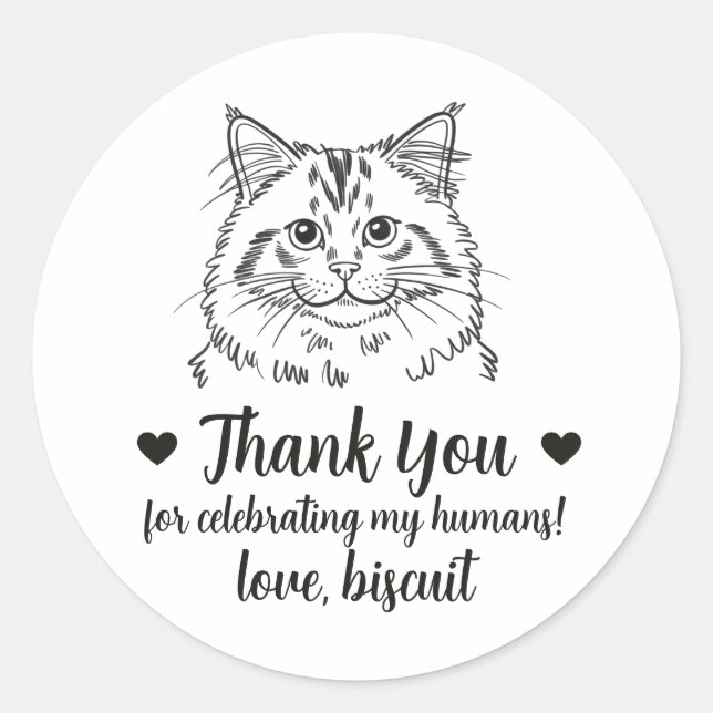 Custom Cat Wedding Favour Stickers (Front)