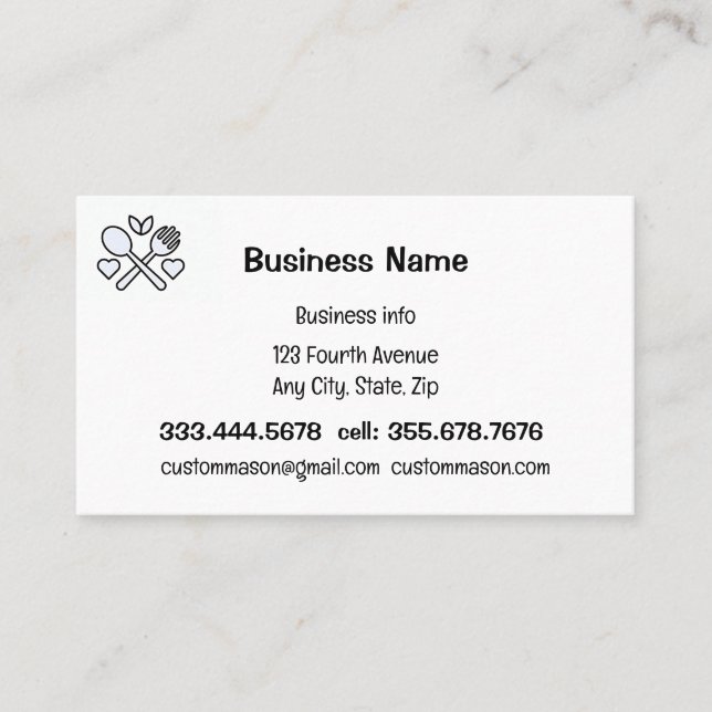 Custom Catering Cooking Baking Food Service Business Card (Front)
