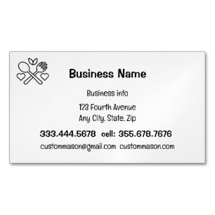 Custom Catering Cooking Baking Food Service Magnetic Business Card