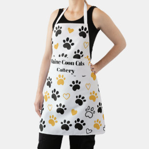 Custom Cattery Name Paw Print Apron 