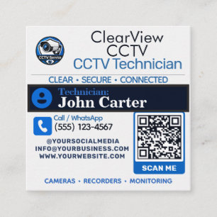 Custom CCTV Service & Camera System Square Business Card