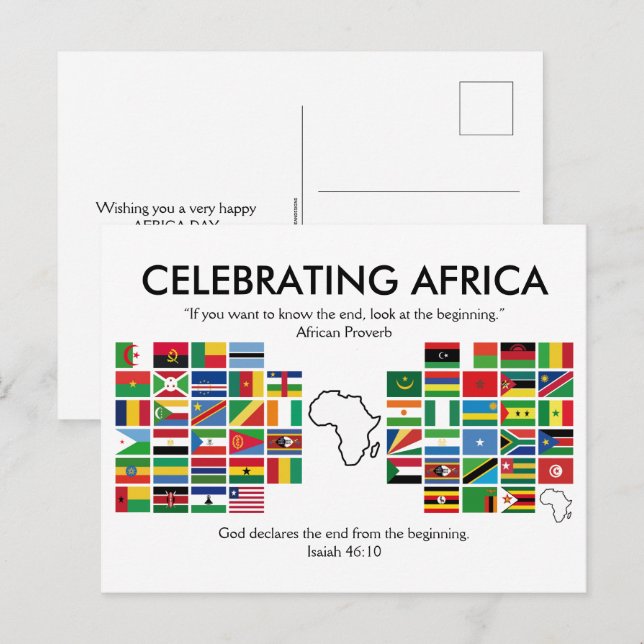 Custom CELEBRATING AFRICA Flags Holiday Postcard (Front/Back)