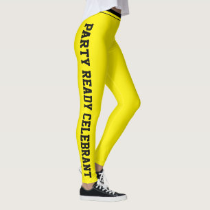 Custom Celebration Yellow Black Monogram Birthday Leggings
