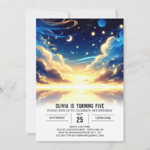 Custom Celestial Digital Birthday Invitation