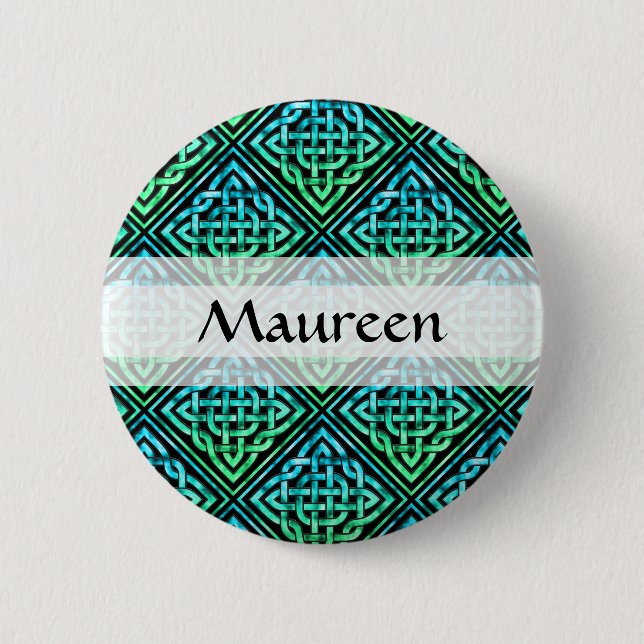 Custom Celtic Knot - Diamond Tile Blue Green 6 Cm Round Badge (Front)