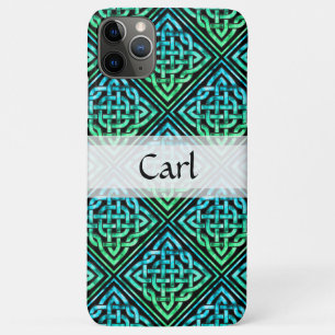 Custom Celtic Knot - Diamond Tile Blue Green Black iPhone 11 Pro Max Case