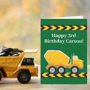 Custom Cement Mixer Truck Green Boys Birthday Card