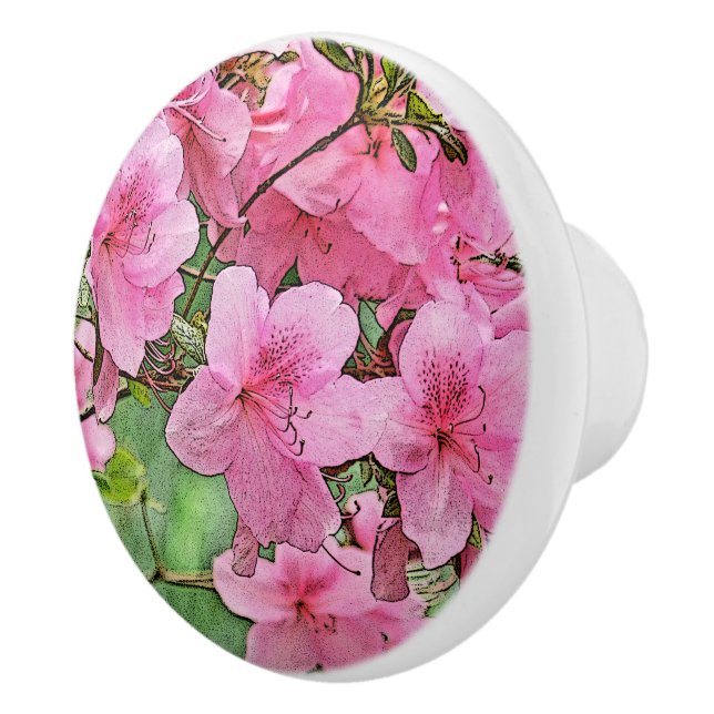 CUSTOM CERAMIC KNOB/PINK AZALEAS/PHOTOG./DIG.MANIP CERAMIC KNOB (Right)