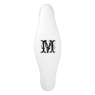 Custom ceramic knobs and pulls with vintage letter