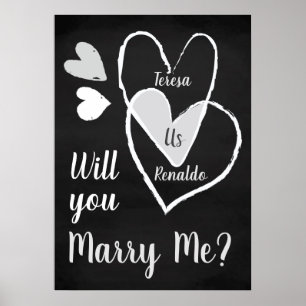 Custom Chalk Hearts "Whill You Marry Me?" Poster