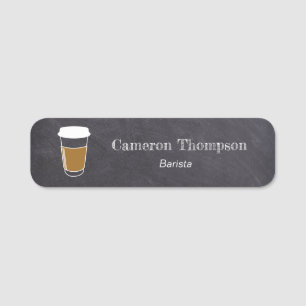 Custom Chalkboard Coffee Shop Business Employee Name Tag