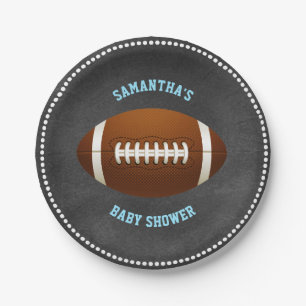 Custom Chalkboard FOOTBALL Baby Shower Paper Plate