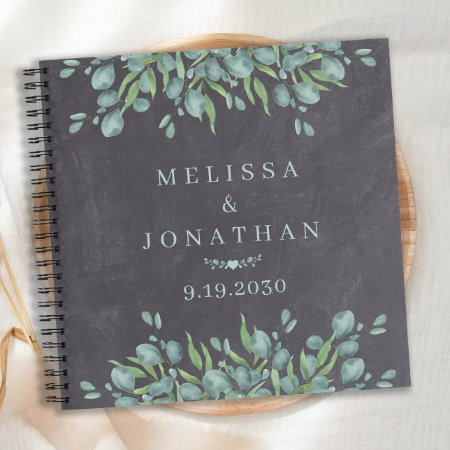 Custom Chalkboard Greenery Wedding Guestbook Notebook (Creator Uploaded)