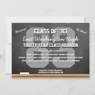 Custom Chalkboard High School Reunion Invitation