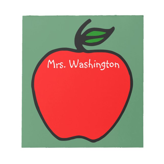 Custom Chalkboard Teacher's Apple Notepad Gift (Front)