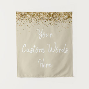 Custom Champagne and Gold Personalised Photo Booth Tapestry