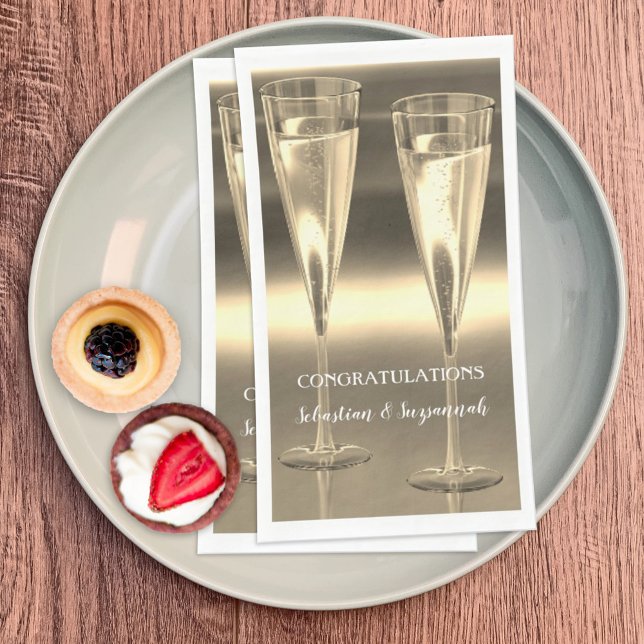Custom Champagne Glasses Congratulations Party Napkin (Creator Uploaded)