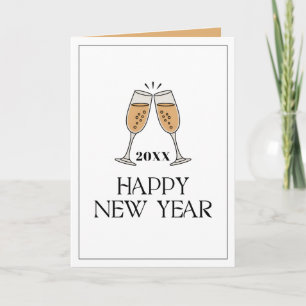 Custom Champagne Glasses Happy New Year Glass Card