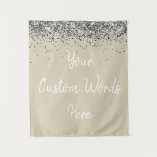 Custom Champagne & Silver Personalised Photo Booth Tapestry