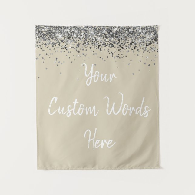 Custom Champagne & Silver Personalised Photo Booth Tapestry (Front)