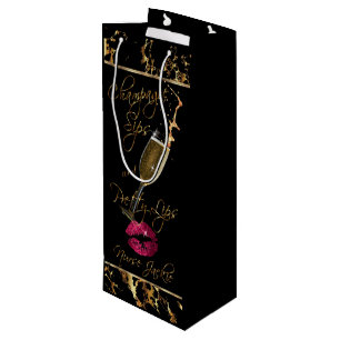 Custom - Champagne Sips and Pretty Lips  Wine Gift Bag