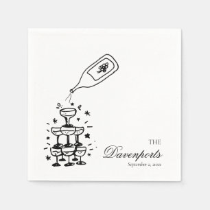 Custom Champagne Tower Bachelorette Bridal Wedding Napkin