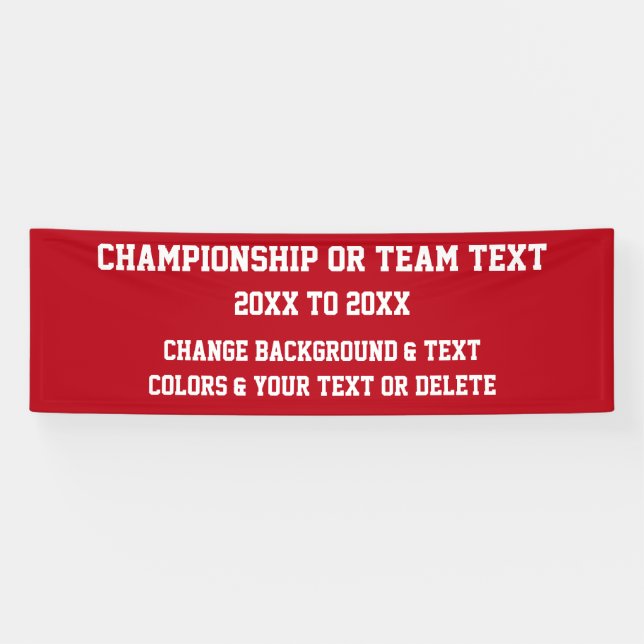 Custom Championship Banners YOUR COLORS and TEXT (Horizontal)