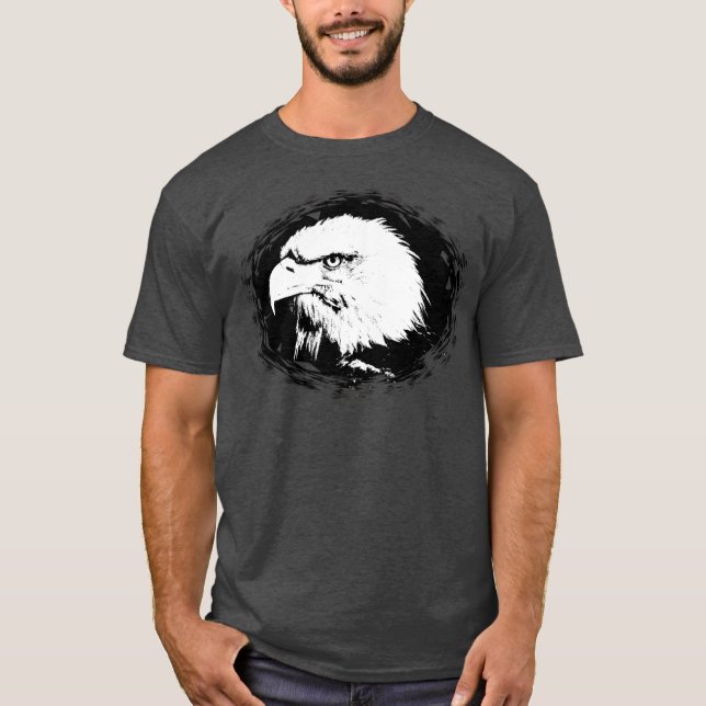 Custom Charcoal Heather Modern Elegant Eagle T-Shirt (Front)