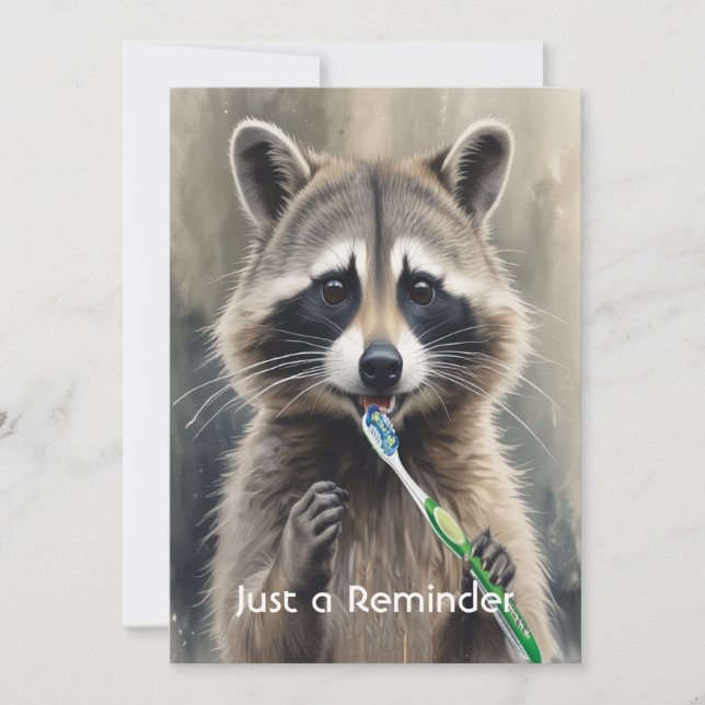 Custom Check up Reminder Dentist Fun Raccoon Invitation (Front)