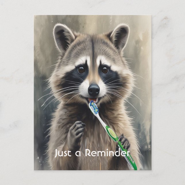 Custom Check up Reminder Dentist Fun Raccoon Postcard (Front)