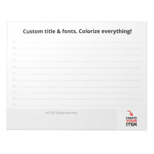Custom CHECKLIST editable minimalist simple clean Notepad