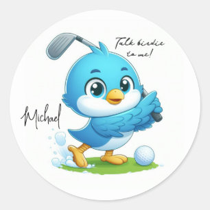 Custom Cheeky Golf Bird Cartoon Classic Round Sticker