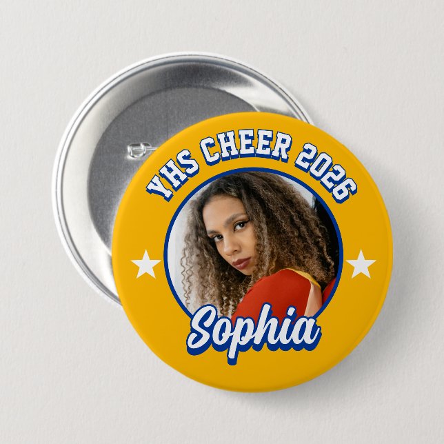Custom Cheerleader Brag Button, Game Day Cheer 7.5 Cm Round Badge (Front & Back)