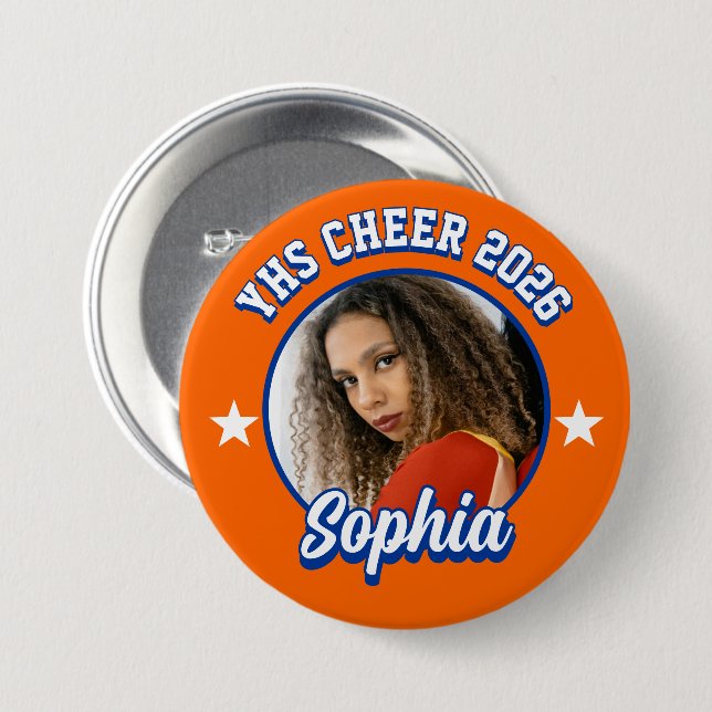 Custom Cheerleader Brag Button, Game Day Cheer 7.5 Cm Round Badge (Front & Back)