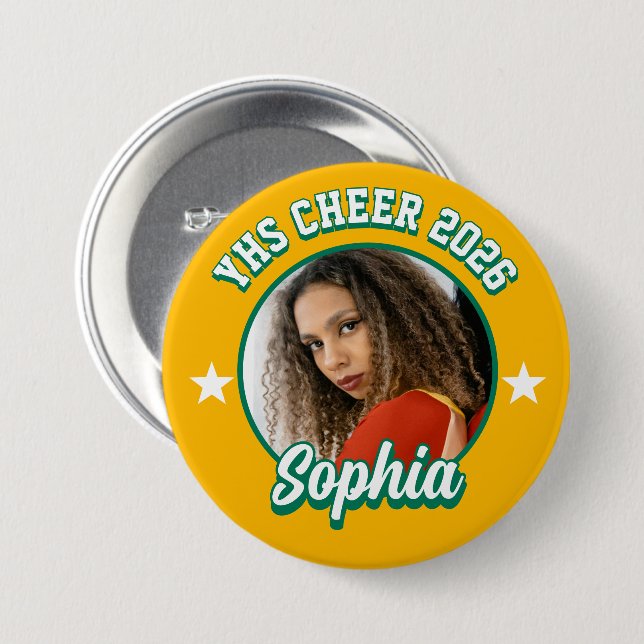 Custom Cheerleader Brag Button, Game Day Cheer 7.5 Cm Round Badge (Front & Back)