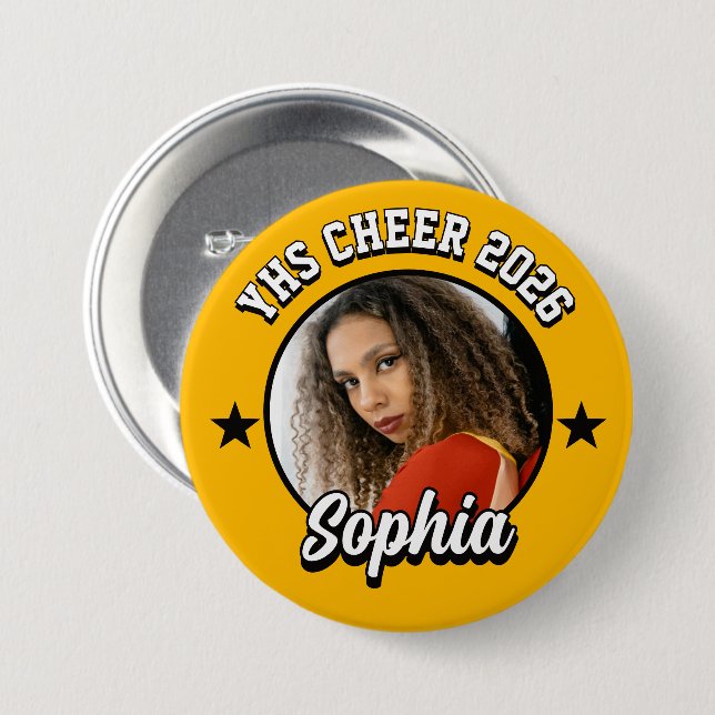 Custom Cheerleader Brag Button, Game Day Cheer 7.5 Cm Round Badge (Front & Back)