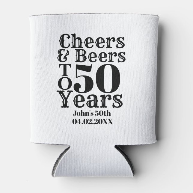 Custom Cheers & Beers Birthday 30, 40, 50s Can Cooler (Front)