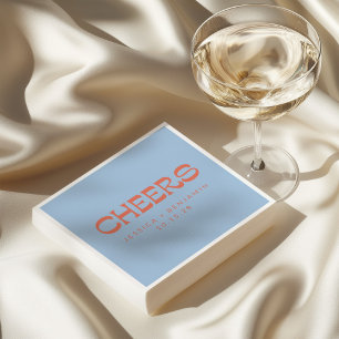 Custom Cheers Blue Terracotta Chic Modern Wedding Napkin