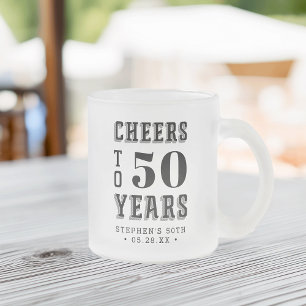 Custom Cheers Milestone Birthday Frosted Glass Coffee Mug