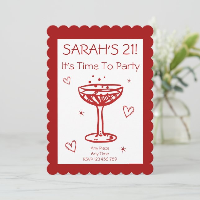 Custom Cheers to 21st Birthday Invitation (Standing Front)