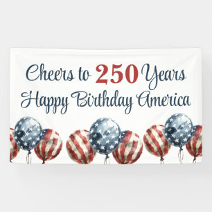 Custom Cheers to 250 Years 4th of July Banner
